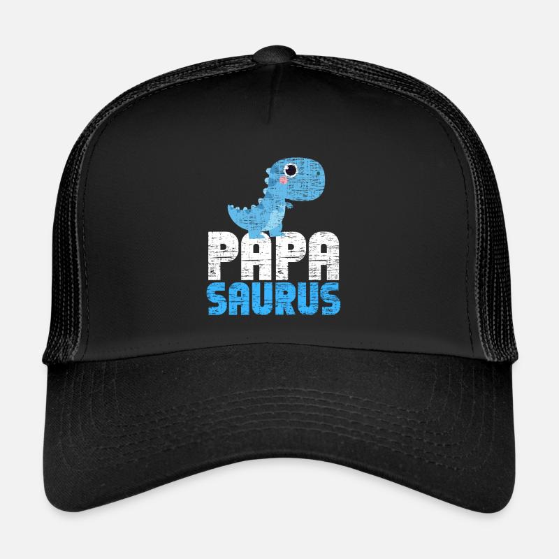 Papasaurus Dinosaurier Rex Papa Saurus Dad Dino - Trucker Cap - Schwarz/Schwarz