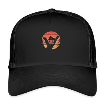 Costa Rica Urlaub Mittelamerika Pura Vida Geschenk - Trucker Cap - Schwarz/Schwarz - Vorne