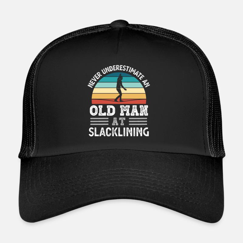 Old Man at Slacklining Fathers Day Funny Gift Trucker Cap