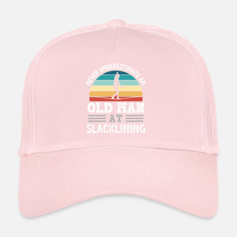 Old Man at Slacklining Fathers Day Funny Gift Trucker Cap