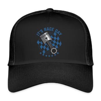 Autorennen Geschenk Motorsport - Trucker Cap - Schwarz/Schwarz - Vorne