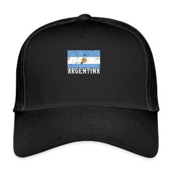 Argentina South America Flag Pride Travel Gift - Trucker Cap - black/black - Front