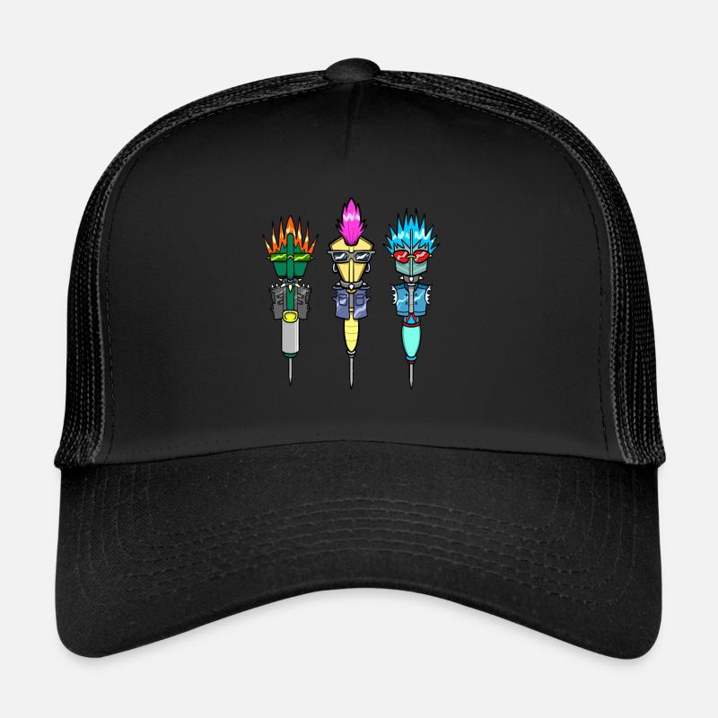 Joueur de fléchettes Fléchettes Flèches Punk Cheveux Fléchettes Fléchettes Casquette trucker 