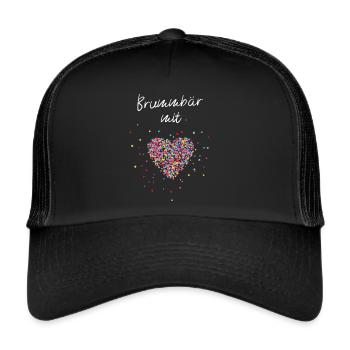 Brummbär mit Herz Papa Grossvater Vater - Trucker Cap - Schwarz/Schwarz - Vorne