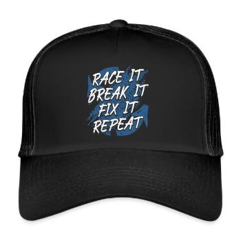 Motorsport Geschenk Autorennen - Trucker Cap - Schwarz/Schwarz - Vorne