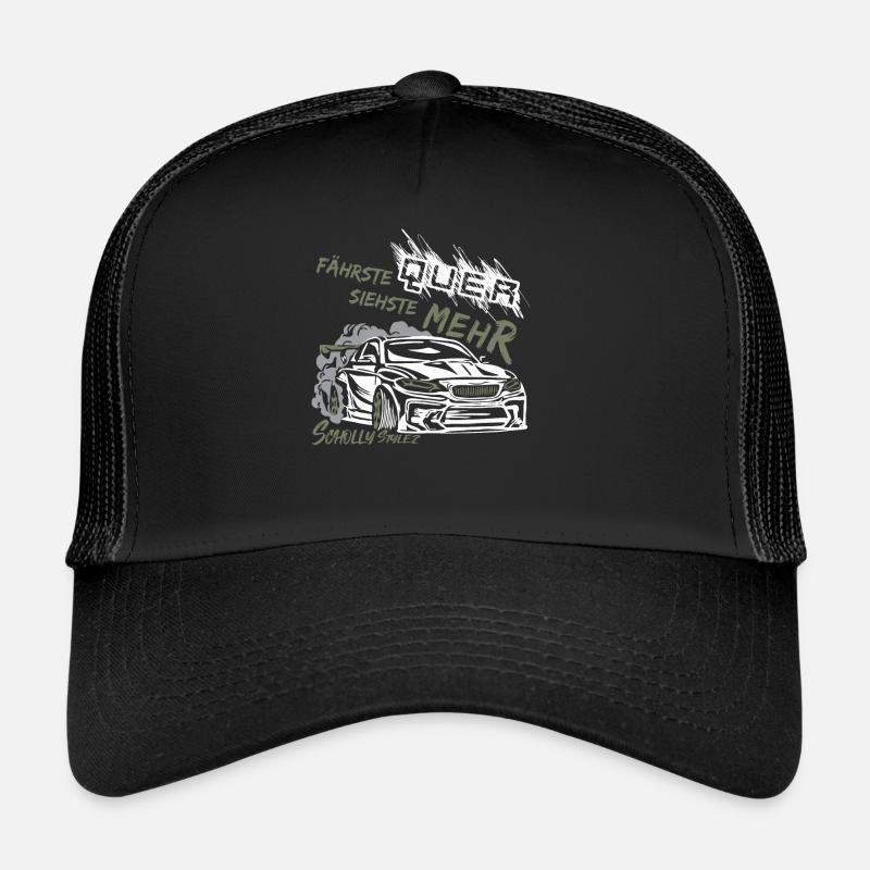 Drift Auto Tuning - Fährste quer siehste mehr! - Trucker Cap - Schwarz/Schwarz
