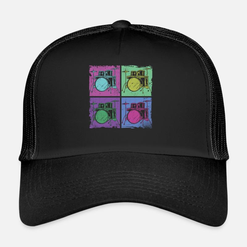 Batterie batteur 80S 90s Retro - Casquette trucker  - noir/noir