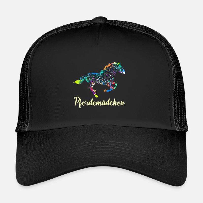 Pferdemädchen Reiterin Pferde Mädchen - Trucker Cap - Schwarz/Schwarz