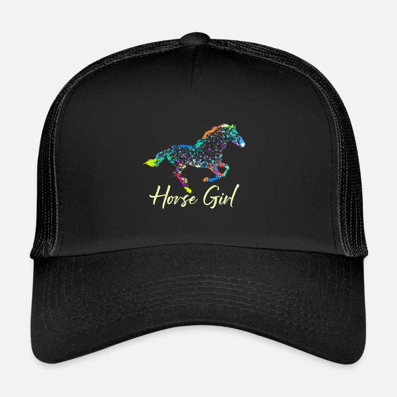Pferdemädchen Reiterin Pferde Mädchen - Trucker Cap - Schwarz/Schwarz