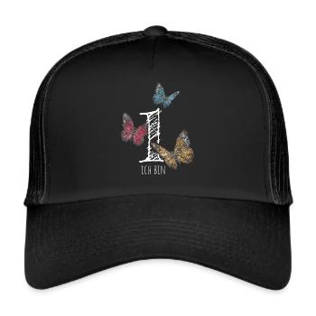 Erster Geburtstag 1. Geburtstagshirt - Trucker Cap - Schwarz/Schwarz - Vorne