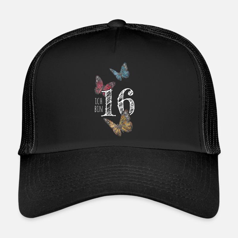 Sechzehnter Geburtstag 16. Geschenk - Trucker Cap - Schwarz/Schwarz