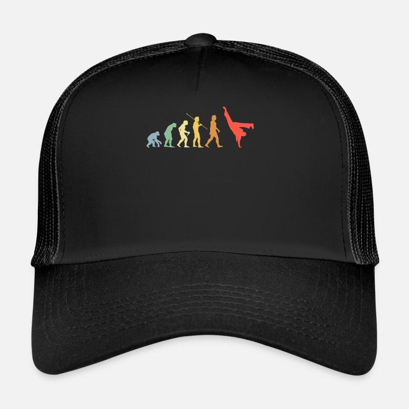 Capoeira Evolution Retro Kampfkunst Kampfsportler - Trucker Cap - Schwarz/Schwarz