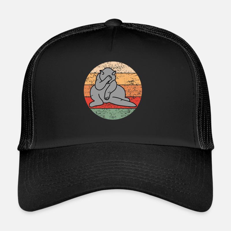 Chat Facepalm Drôle Chaton Rétro Cadeau Casquette trucker 
