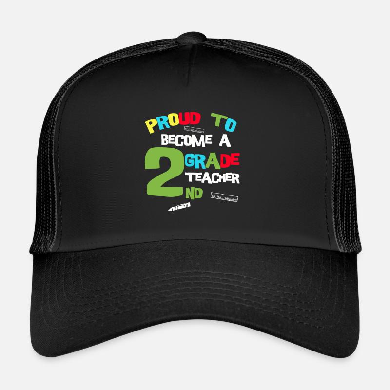 Lehrer Tshirt 2. Klasse Lehramt Erzieher Schule - Trucker Cap - Schwarz/Schwarz