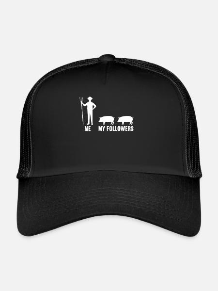 Me and my followers farmer pig pigs - Trucker Cap - black/black - Front