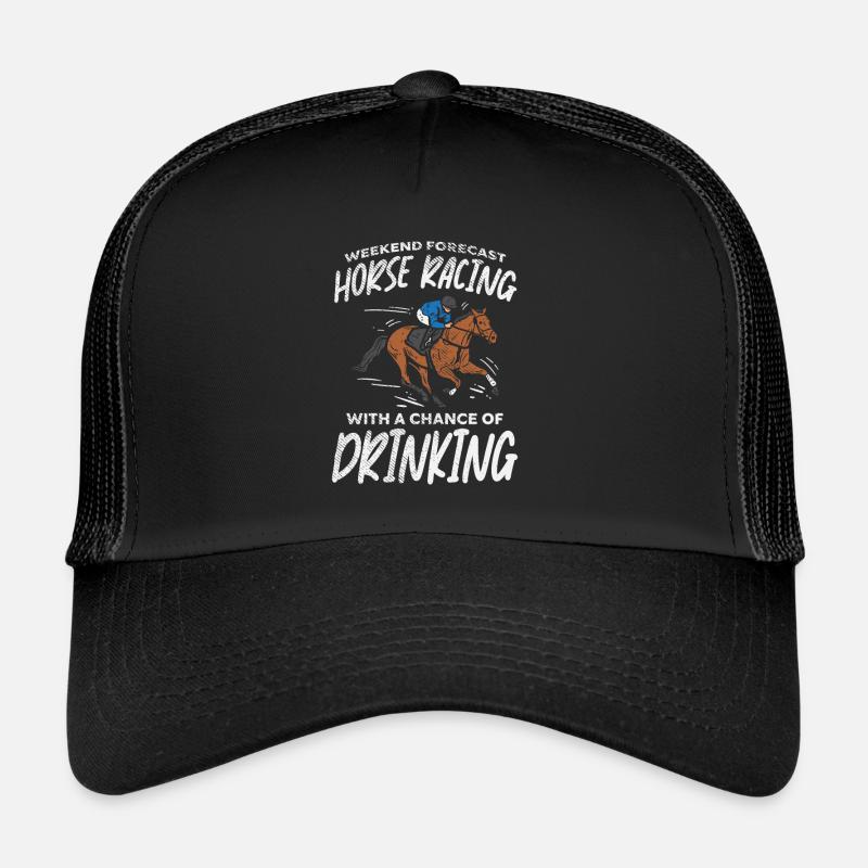 Pferderennen Reiten Trinken - Trucker Cap - Schwarz/Schwarz