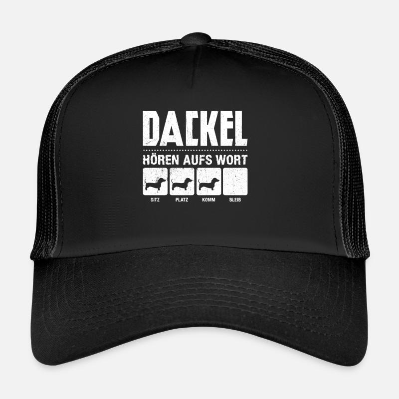 DACKEL HÖREN AUFS WORT SITZ PLATZ KOMM BLEIB - Dac - Trucker Cap - Schwarz/Schwarz