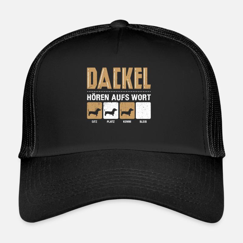 Dackel hören aufs Wort Lutsiges Dachshund & Dackel - Trucker Cap - Schwarz/Schwarz
