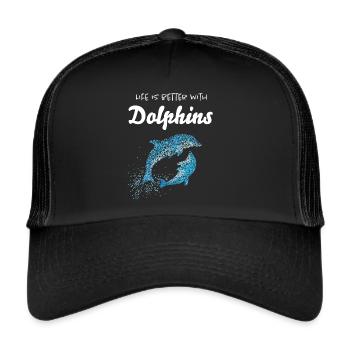 Dolphins Bottlenose Dolphin Ocean Dolphin Lovers - Trucker Cap - black/black - Front