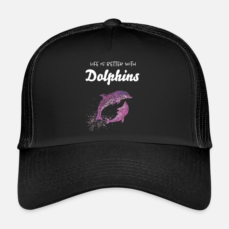 Life Is Better With Dolphins Delfine - Trucker Cap - Schwarz/Schwarz