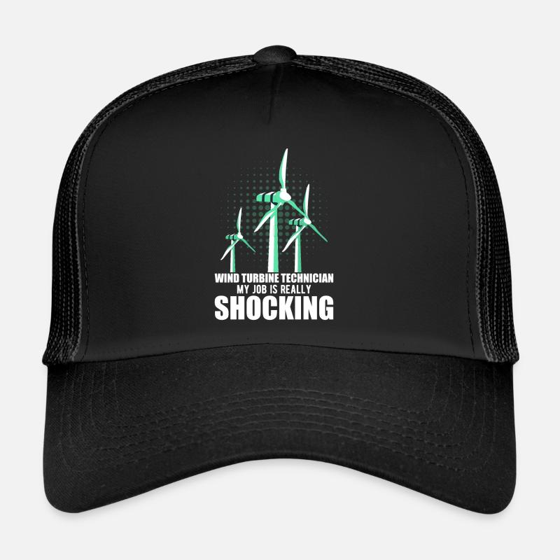 Windrad Windkraft Windenergie - Trucker Cap - Schwarz/Schwarz