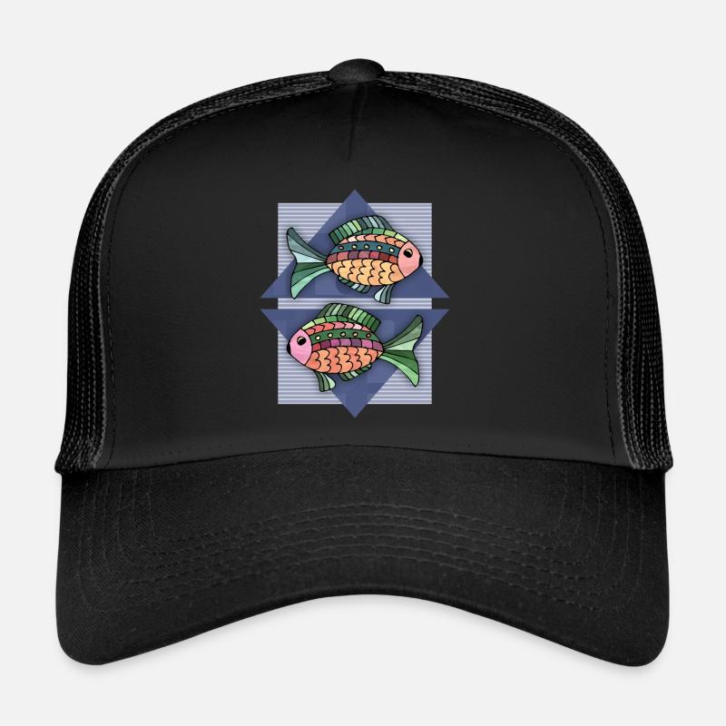 Poissons - Casquette trucker  - noir/noir