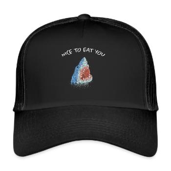 Agréable à manger requin blanc requin - Casquette trucker  - noir/noir - Devant