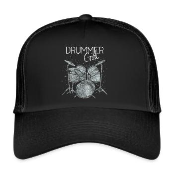 Batteur Fille Schlagzeugerin Trommlerin - Casquette trucker  - noir/noir - Devant