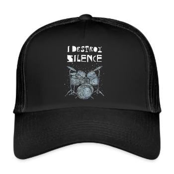 I Destroy Silence Schlagzeugerin Drumset - Trucker Cap - Schwarz/Schwarz - Vorne