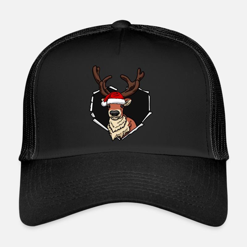 Reindeer crack torn hole cap Christmas Trucker Cap