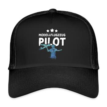 Modellflugzeug Pilot Modellflieger - Trucker Cap - Schwarz/Schwarz - Vorne