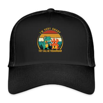 I'm Very Smart - They Call Me Thesaurusaur - Lusti - Trucker Cap - Schwarz/Schwarz - Vorne