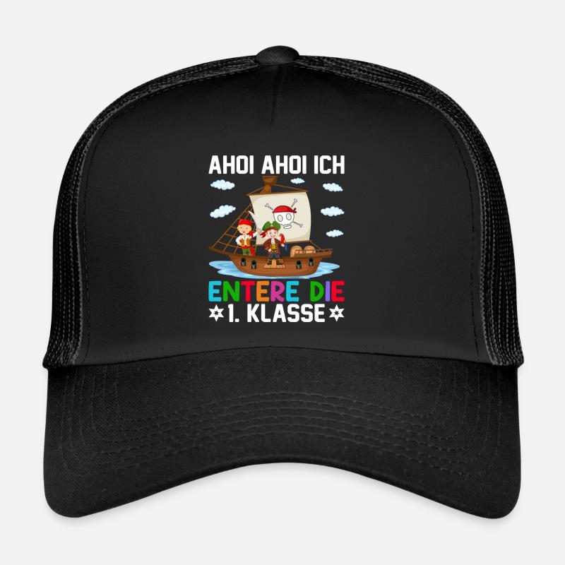 Einschulung Erstklässler Geschenk Pirat - Trucker Cap - Schwarz/Schwarz