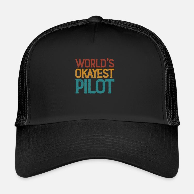 Pilot Flugzeug Fliegen Flieger Geschenk - Trucker Cap - Schwarz/Schwarz