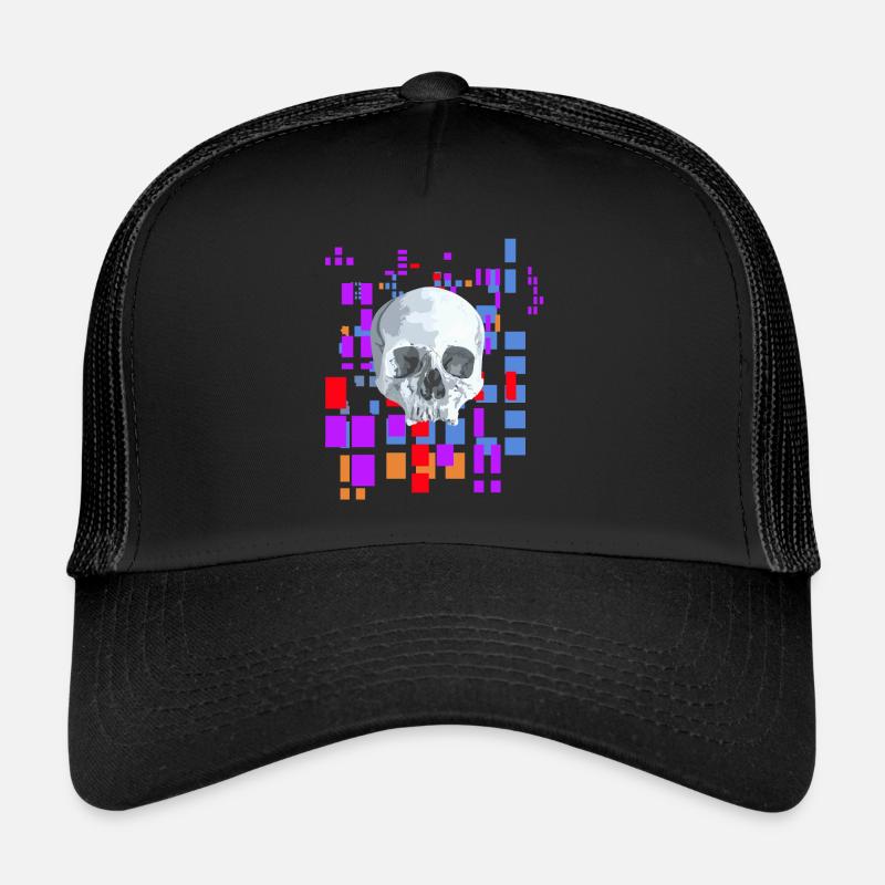 Pixelbild mit Totenkopf Trucker Cap