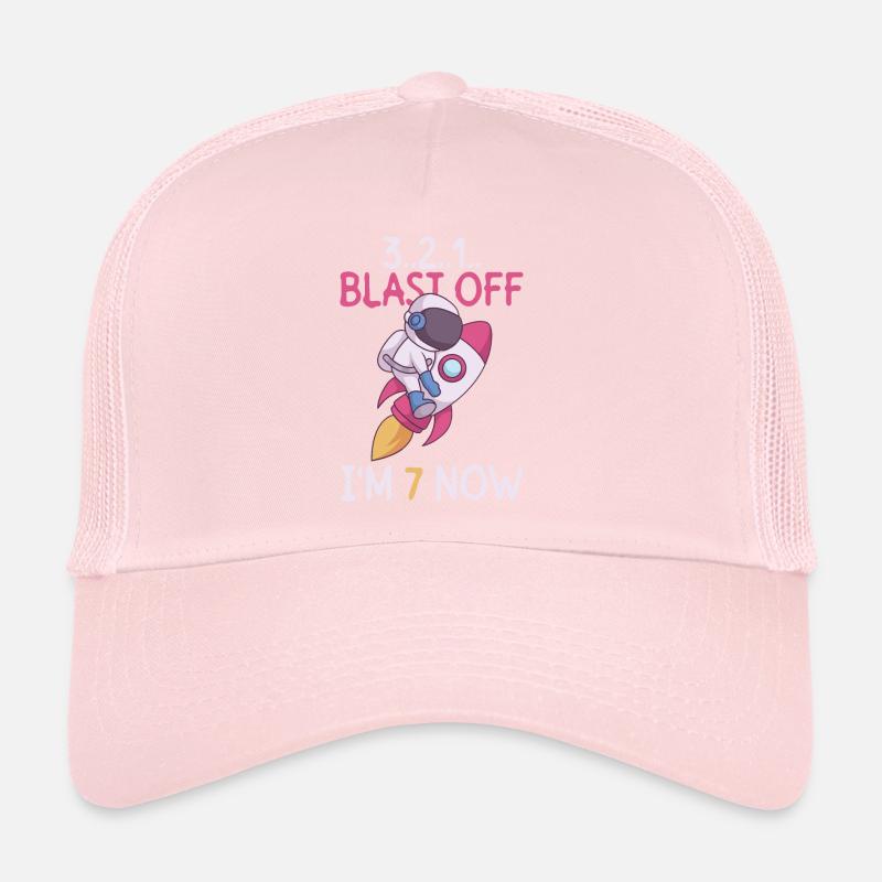 3..2..1.. Blast Off - I' Now - 7th birthday Trucker Cap