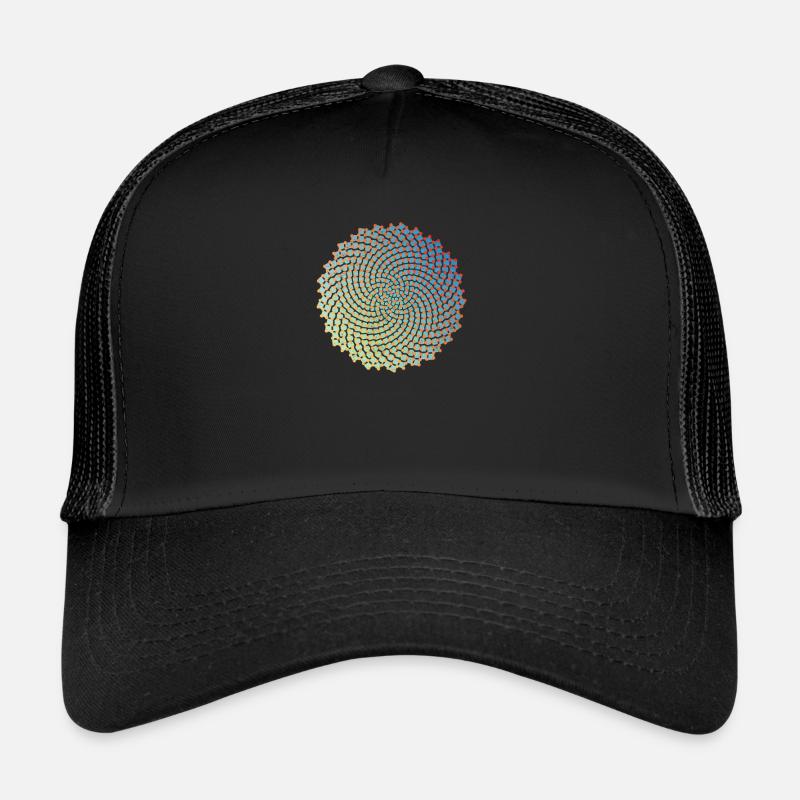 Sonnenblumenkerne Fibonacci Spirale Goldener Schnitt Math - Trucker Cap - Schwarz/Schwarz