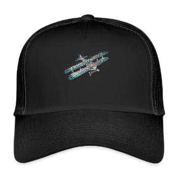 Biplane Airplane Airplane Model Flight - Trucker Cap - black/black - Front