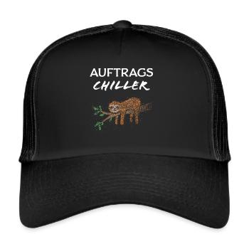 Auftrags Chiller Faultier Vatertag - Trucker Cap - Schwarz/Schwarz - Vorne