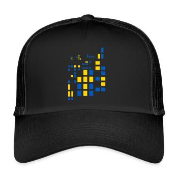 Ukraine Pixel Image Pays Drapeau Couleurs - Casquette trucker  - noir/noir - Devant