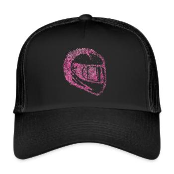 Motorrad Motorradfahrerin Motorradhelm - Trucker Cap - Schwarz/Schwarz - Vorne