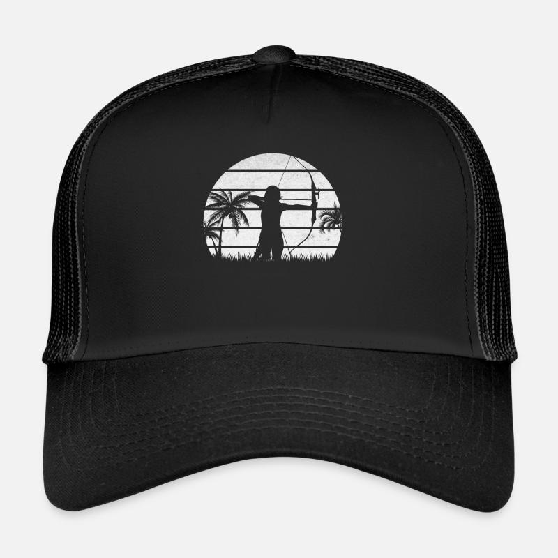 Bogenschießen-Frau Bogenschützen Bogenschießen - Trucker Cap - Schwarz/Schwarz