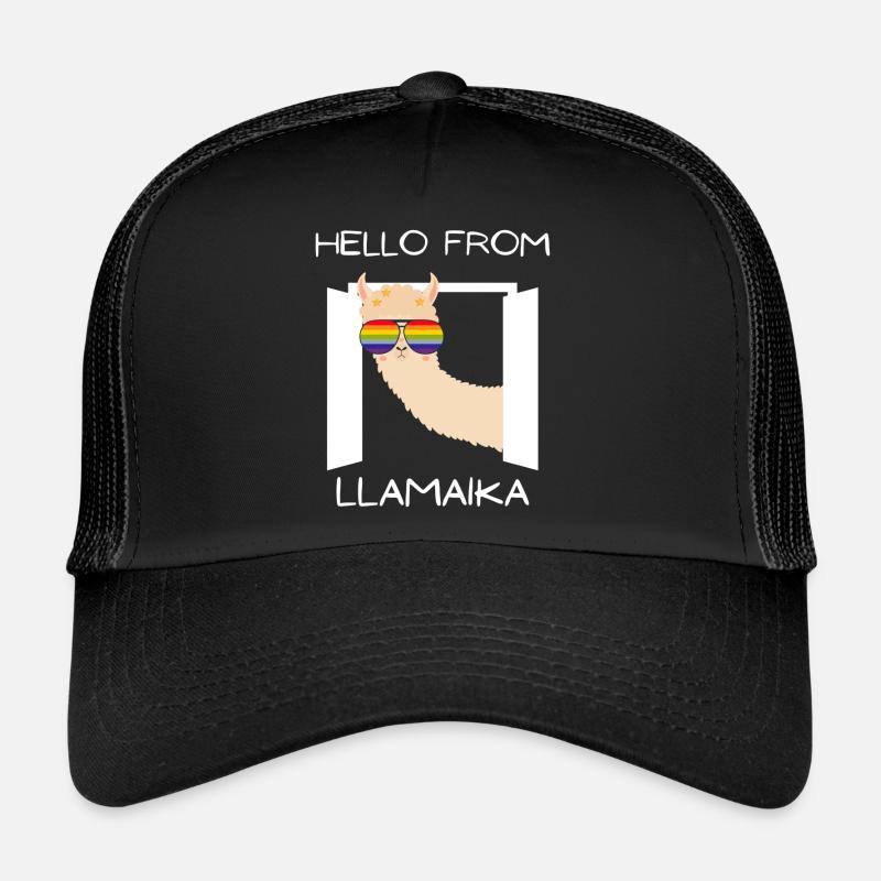 Hello from Llamaika - Trucker Cap - Schwarz/Schwarz