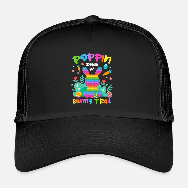 Poppin Down The Rabbit Trail Rabbit Pop It Egg - Trucker Cap - Schwarz/Schwarz
