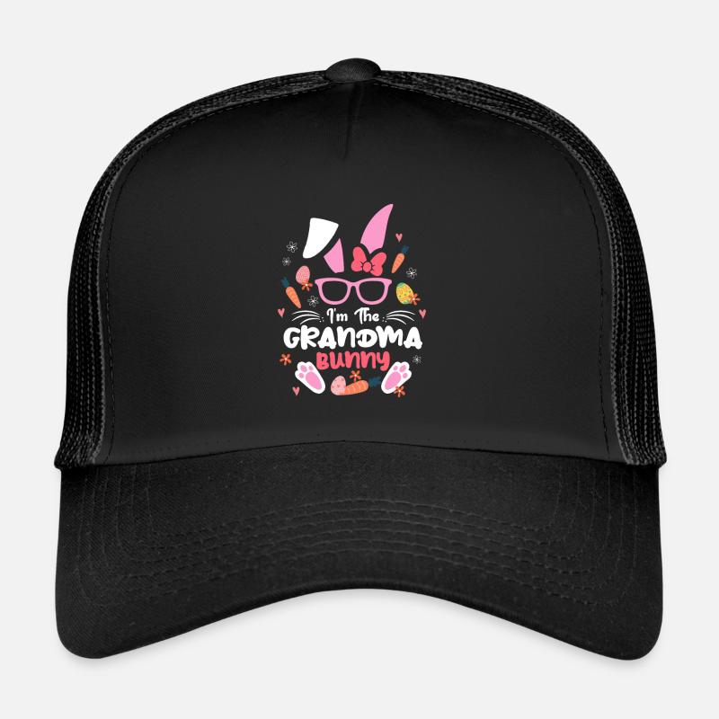 At The Grandma Rabbit Easter Rabbit Ear Sunglass Trucker Cap