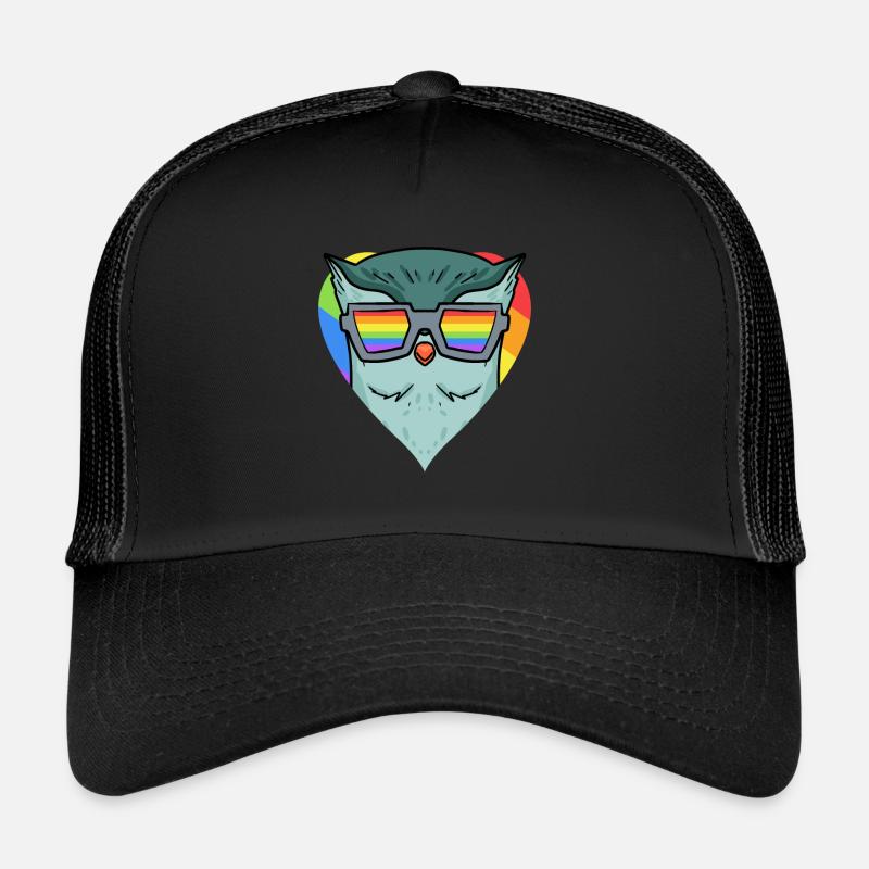 LGBT Animal Owl Rainbow - Trucker Cap - black/black