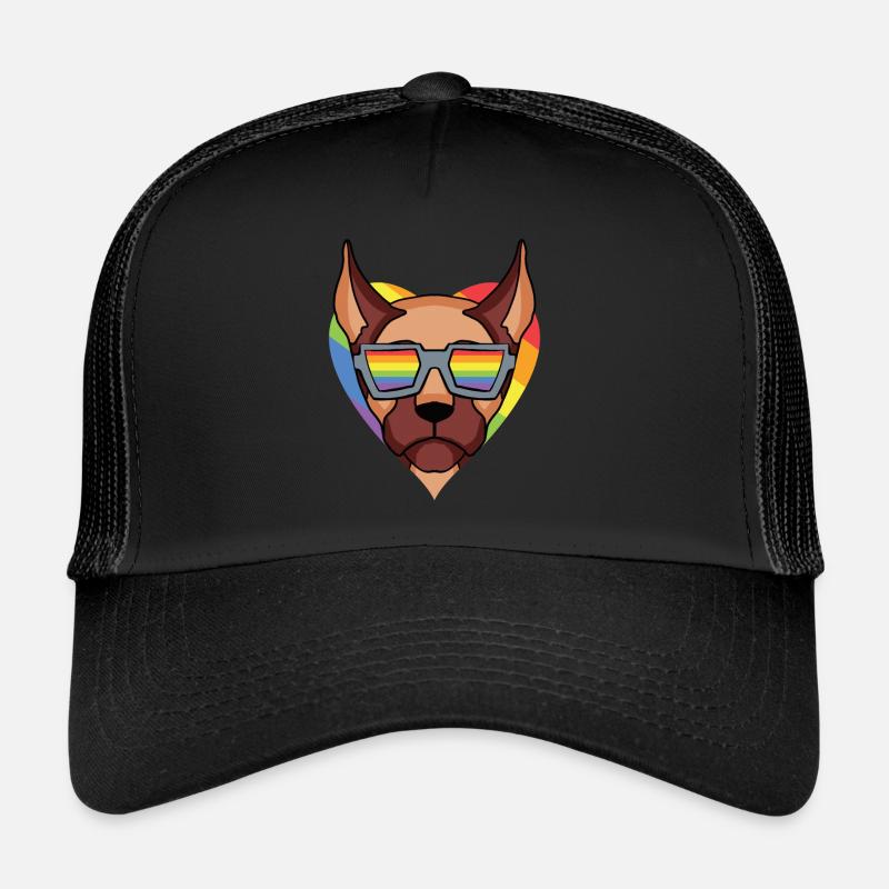 Chien LGBT Great Dane Rainbow Casquette trucker 