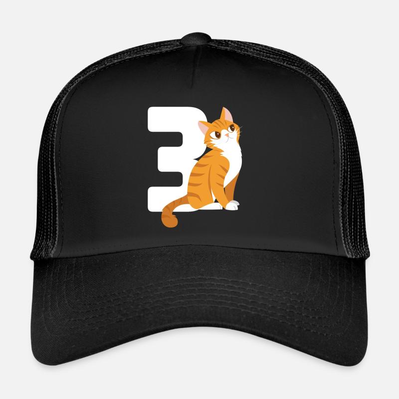 3.Geburtstag Katze 3 Jahre alt Geschenk - Trucker Cap - Schwarz/Schwarz