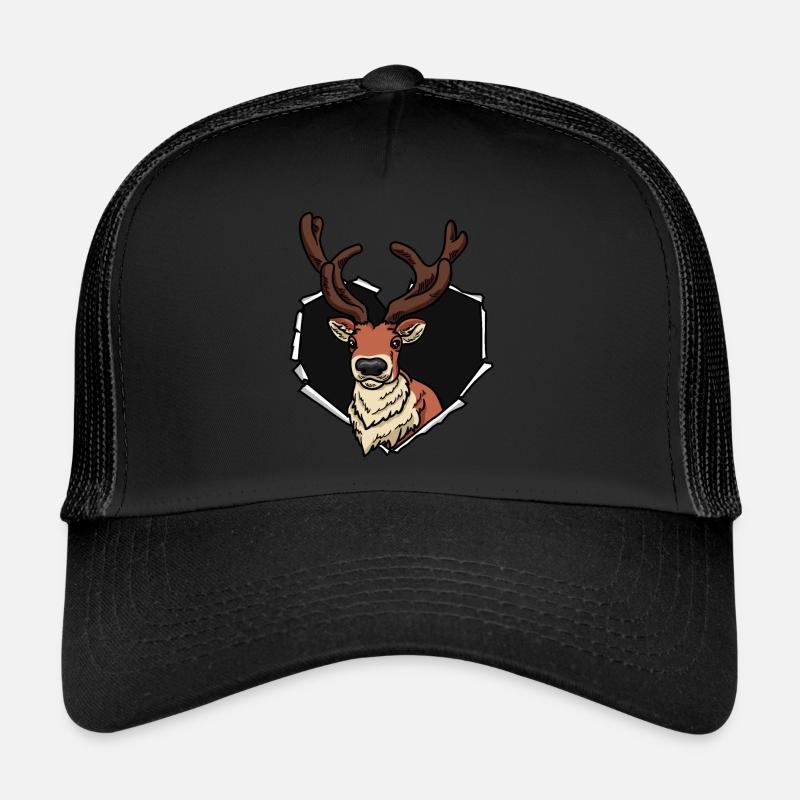 Torn Reindeer Torn Hole Heart Reindeer Face Trucker Cap