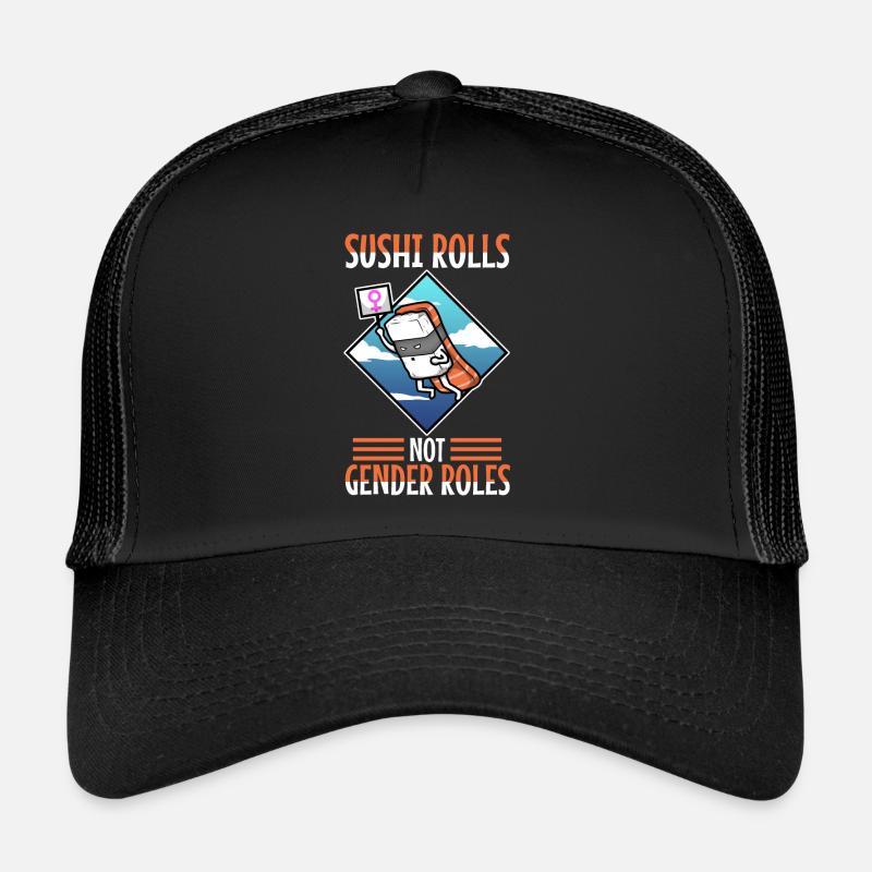 Sushi rolls not gender roles - Trucker Cap - Schwarz/Schwarz